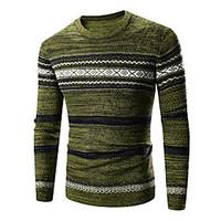 mens casualdaily simple regular pullover striped geometric brown green ...