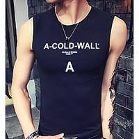 mens casualdaily simple tank top letter round neck sleeveless cotton t ...