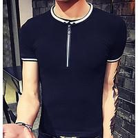 mens casualdaily simple t shirt solid stand short sleeve cotton thin