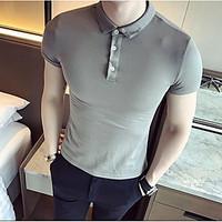 Men\'s Casual/Daily Simple Summer Polo, Solid Shirt Collar Short Sleeve Others Thin