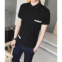 Men\'s Casual/Daily Simple Spring Summer T-shirt, Print Shirt Collar Short Sleeve Cotton Thin