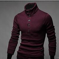 mens casualdaily simple regular cardigan solid red black gray stand lo ...