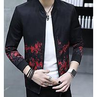 mens casual casual springfall jacket color block round neck long sleev ...