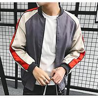 mens casual casual spring summer jacket color block round neck long sl ...