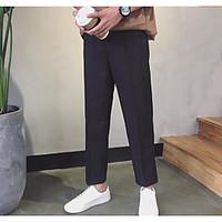 mens mid rise micro elastic chinos pants simple straight solid