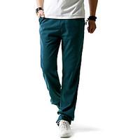 mens mid rise micro elastic chinos pants simple straight solid