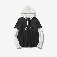 Men\'s Casual/Daily Simple Hoodie Solid Color Block Pure Color Hooded Inelastic Cotton Long Sleeve Spring Fall