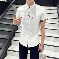 Men\'s Going out Casual/Daily Vintage Simple Shirt, Solid Print Shirt Collar Short Sleeve Others