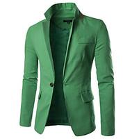 Men\'s Solid Casual / Work Blazer, Cotton Long Sleeve Black / Blue / Green / White