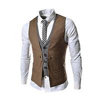 mens solid casual work formal slim vest top cotton blend sleeveless bl ...