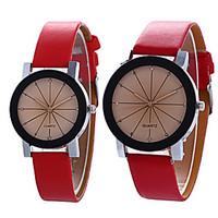 menwomens simple casual style pu leather watchband round dial couples  ...