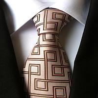 Men Wedding Cocktail Necktie At Work Beige Coffee Tie