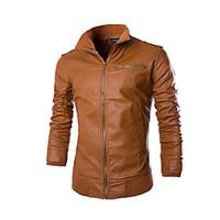 Men Faux Leather Outerwear , Belt Not Included