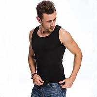 mens solid casual sport tank tops cotton blend sleeveless black white  ...