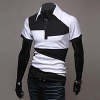 mens short sleeve polo cotton casual striped