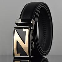 men z icon business automatic buckle genuine leather wide belt work ca ...