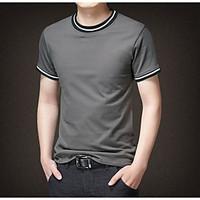 mens casual simple summer t shirt solid round neck short sleeve polyes ...