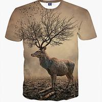 Men\'s Camouflage Casual T-ShirtCotton Short Sleeve-Purple