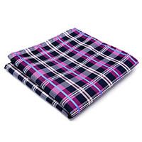 Mens Pocket Square Handkerchief Hanky Blue Pink Checked 100% Silk Business For Men