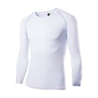 Men\'s Solid Casual / Sport T-Shirt, Silk Long Sleeve-Black / White