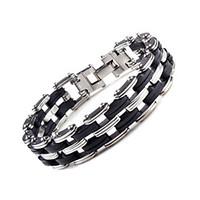 Men\'s Fashion Silica Gel and Titanium Steel Double Layer Bracelet (1.6cm22.3cm)