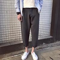 mens mid rise micro elastic chinos pants street chic straight solid