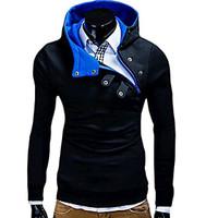 Men\'s Casual/Daily Sports Hoodie Color Block Shirt Collar Micro-elastic Cotton Long Sleeve Spring Fall