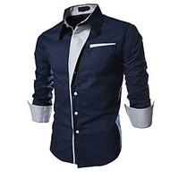 mens casualdaily formal work simple all seasons shirt solid shirt coll ...