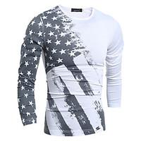 Men\'s Casual/Daily Simple Spring Fall T-shirtSolid V Neck Long Sleeve White Black Gray Cotton Medium Hot Sale