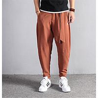 mens mid rise inelastic loose pants simple relaxed solid