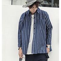 mens going out street chic shirt striped shirt collar long sleeve cott ...