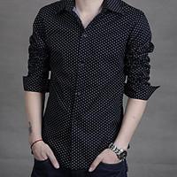 mens casualdaily simple shirt polka dot shirt collar long sleeve cotto ...