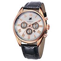 mens fashion watch quartz leather band black brown