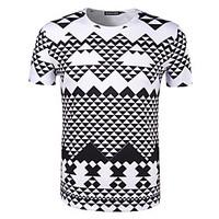 Men\'s Going out Casual/Daily Holiday Simple T-shirt, Print Round Neck Short Sleeve Black Cotton