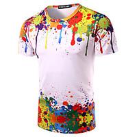 Men\'s Going out Casual/Daily Beach Simple T-shirt, Print Round Neck Short Sleeve Multi-color Cotton