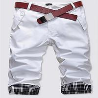 mens mid rise micro elastic shorts pants simple straight solid