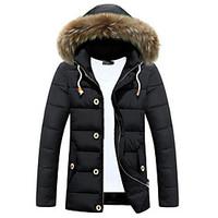 mens regular down coat simple casualdaily plus size solid polyester po ...