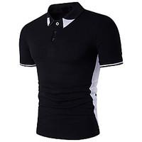 Men\'s Casual/Daily Sports Simple Active Summer Polo, Color Block Shirt Collar Short Sleeve Cotton Rayon Thin