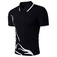 Men\'s Casual/Daily Sports Simple Active Summer Polo, Color Block Shirt Collar Short Sleeve Cotton Rayon Thin
