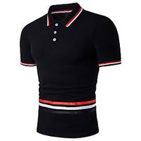 Men\'s Casual/Daily Sports Simple Active Summer Polo, Striped Color Block Shirt Collar Short Sleeve Cotton Rayon Thin