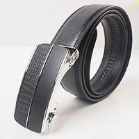 mens casual fashion black leather belt buckle automatically restores a ...