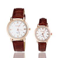 Men\'s Women\'s Dress Watch Fashion Watch Wrist watch Quartz Leather Band Red