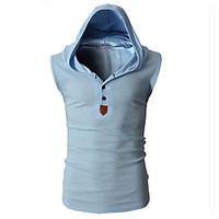 mens korean fashion solid hooded casual tank tops cotton polyestercasu ...