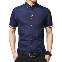 Men\'s Short Sleeve Shirt, Cotton Casual / Work / Formal / Sport Solid