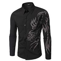 Men\'s Print Casual Shirt, Cotton Long Sleeve Black / Blue / Red / White