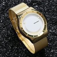 Men\'s Wrist watch Unique Creative Watch Quartz Stainless Steel Band Gold