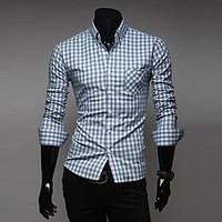 Men\'s Plaids Casual / Work Shirt, Cotton Long Sleeve Black / Blue / Brown / Red