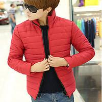 mens regular padded coat cotton solid short sleeve