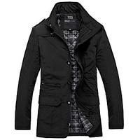 Men\'s Regular Padded Coat, Polyester Solid Long Sleeve