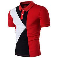 Men\'s Going out Casual/Daily Simple Cute Sophisticated Polo, Color Block Shirt Collar Short Sleeve Cotton Polyester